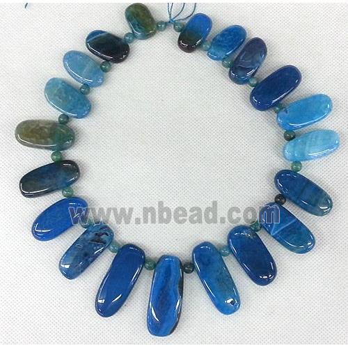 blue Agate stick beads Necklace Chain