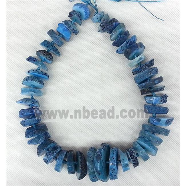 blue Rock Agate beads necklace chain, heishi