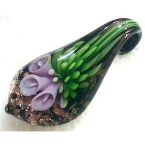 Lampwork glass pendants, purple