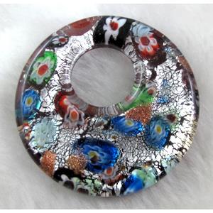 Lampwork glass pendants, silver foil