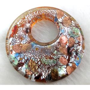 Lampwork glass pendants, silver foil, gold