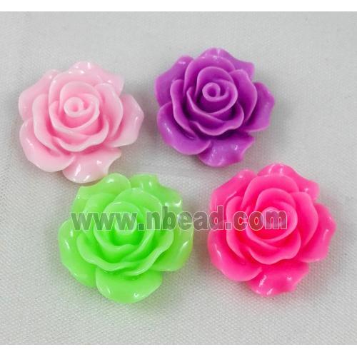 resin bead, rose, flat back