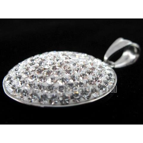 Stainless steel pendant with fimo clay pave mid-east rhinestone