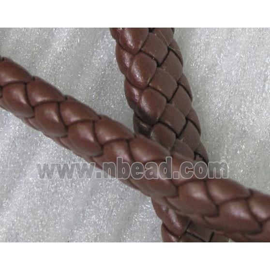 PU leather Cord, coffee, braided