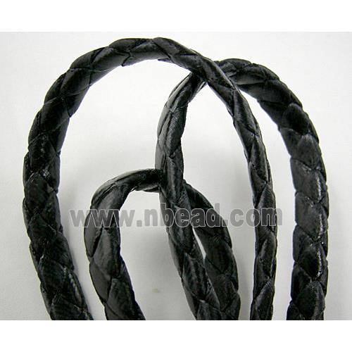 Black Braided Cord, Waxed, Flat, grade-A