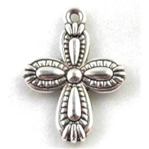 Tibetan Silver cross pendants, Zn Alloy, 12x18mm