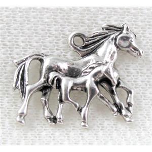 Tibetan Silver horse pendants, Lead free and nickel Free, 28x23mm