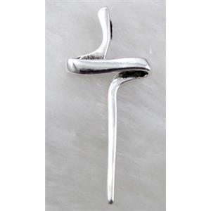Tibetan Silver cross pendant, lead free and nickel free, 20x45mm