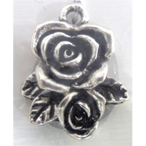 Tibetan Silver flower pendant, lead free and nickel free, 19x16mm