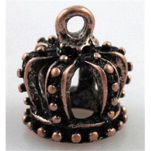 crown, tibetan silver pendant, lead free and nickel free, antique red copper, 14.5x16mm