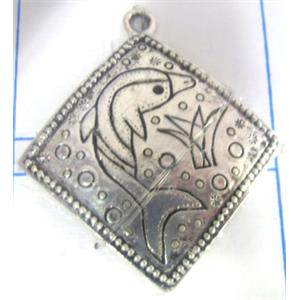 Tibetan Silver pendant non-nickel, 41x36mm