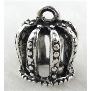 Tibetan Silver crown pendant, lead free and nickel free, 14mm dia, 15mm high