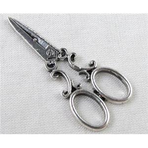 Tibetan Silver forfex pendant, Lead free and nickel Free, 14x39mm