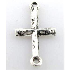 Tibetan Silver cross pendant, lead free and nickel free, 12x20mm
