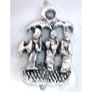 Tibetan Silver Charms pendants, Non-Nickel, 16x11mm