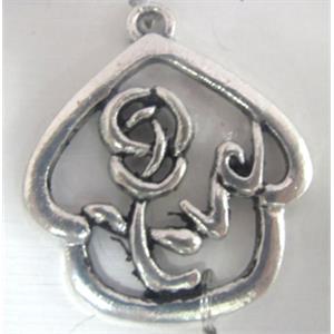 Tibetan Silver flower pendant, Lead free and nickel Free, 27x24mm