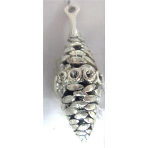 Hollow Tibetan Silver pendant, lead free and nickel free, 40x14mm