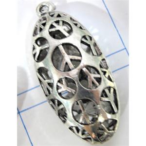 Tibetan Silver Charms pendants, Non-Nickel, 39x20mm