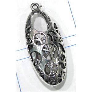 Hollow Tibetan Silver pendant, lead free and nickel free, 39x20mm