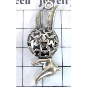 Hollow Tibetan Silver pendant, lead free and nickel free, 44x17mm