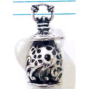 Hollow Tibetan Silver pendant, lead free and nickel free, 15x30mm