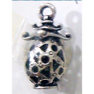 Hollow Tibetan Silver pendant, lead free and nickel free, 14x25mm