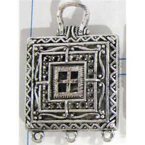 Hollow Tibetan Silver pendant, lead free and nickel free, 30x30mm