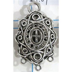 Hollow Tibetan Silver pendant, lead free and nickel free, 26x35mm