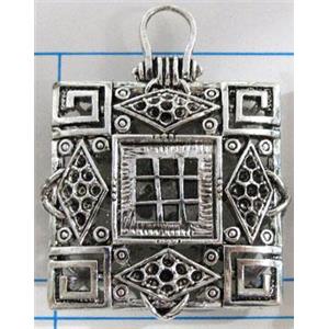 Hollow Tibetan Silver pendant, lead free and nickel free, 30x30mm