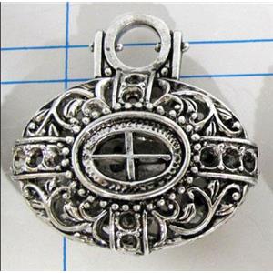 Hollow Tibetan Silver pendant, lead free and nickel free, 33x26mm