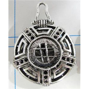 Hollow Tibetan Silver pendant, lead free and nickel free, 31mm dia