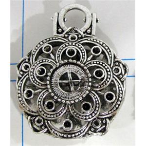 Hollow Tibetan Silver pendant, lead free and nickel free, 30mm dia