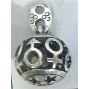 lead free and nickel free Tibetan Silver hollow pendant, approx 9mm ball