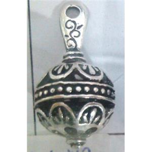 lead free and nickel free Tibetan Silver hollow pendant, approx 11mm ball