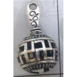 hollow Tibetan Silver pendant, lead free and nickel free, approx 9mm ball