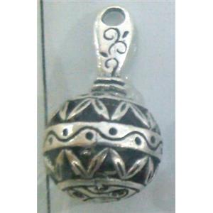 Tibetan Silver hollow pendant, lead free and nickel free, approx 9mm ball
