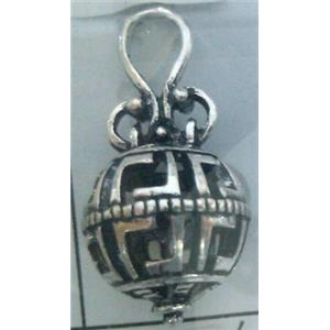hollow Tibetan Silver pendant, lead free and nickel free, approx 9mm ball