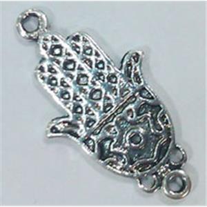 Hamsa-hand, bracelet bar, Zinc alloy connector, tibetan silver Non-nickel, 13x24mm