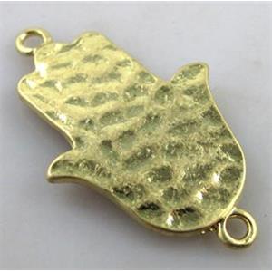 hammered Hamsahand Tibetan Silver connector lead free and nickel free matte gold, 20x31mm