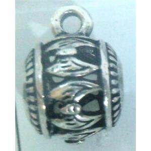hollow, round tibetan silver hanger bead, lead free and nickel free, approx 9mm ball, 4mm hole