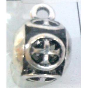 hollow, round tibetan silver hanger bead, lead free and nickel free, approx 9mm ball, 4mm hole