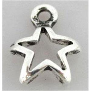 Tibetan Silver star pendant, lead free and nickel free, 15x11mm