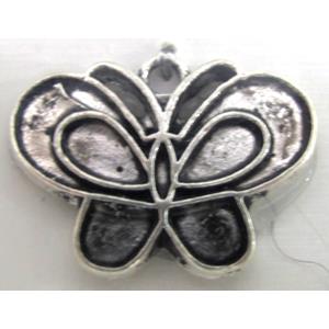 Tibetan Silver pendant Non-Nickel, butterfly, 17x19mm