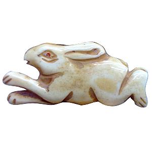 Antique cattle Bone bead, rabbit, 50x22mm