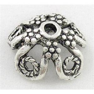 tibetan silver beadcaps, Non-Nickel, approx 15.5mm dia