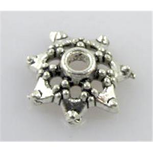 bead caps, tibetan silver, non-nickel, 9mm dia