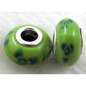 Fimo Polymer Clay Beads, 15-16mm dia, 9-10mm thick, hole:5.5mm