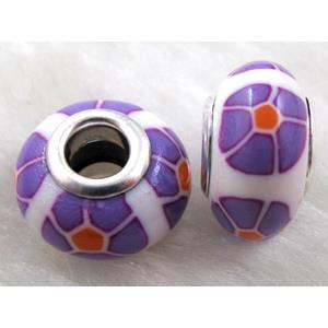 Fimo Polymer Clay Beads, 15-16mm dia, 9-10mm thick, hole:5.5mm