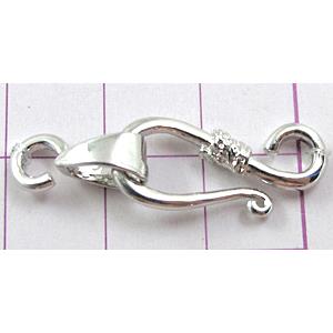 Necklace Connector and Hinged, Copper Clasp, Platinum Plated, 32x10mm