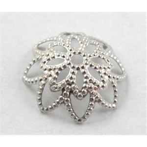 bead-Caps, copper, Platinum Plated, 12mm dia, copper